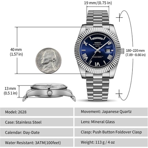 Men\'s Silver Blue Stain Steel Analog Classic Design Stylish Wrist Dress Watch main image 4